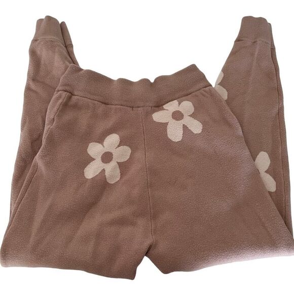 Tea N Rose Brown/Cream Flower Joggers- M - Picture 2 of 9